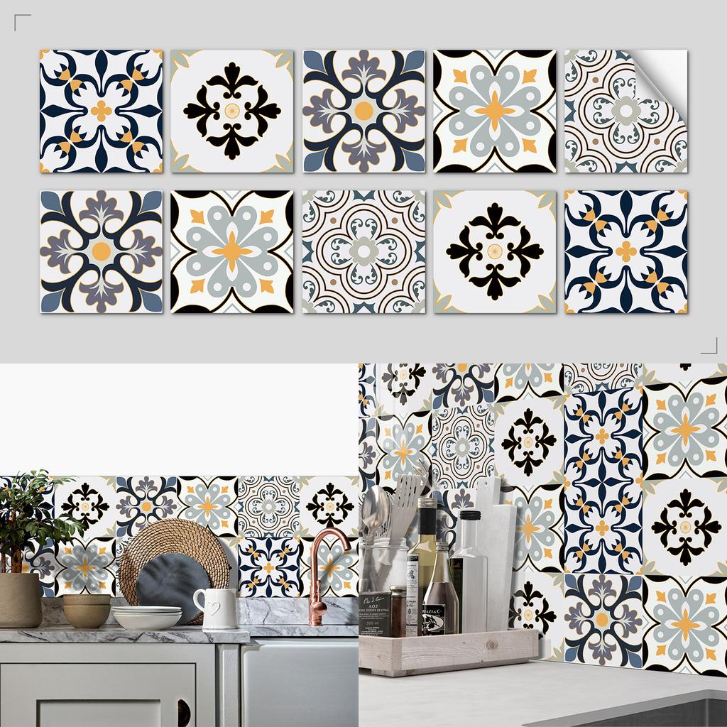 Nordic Tile Art Wall Sticker Kitchen Bathroom Waterproof And Oil-Proof Wallpaper Self-Adhesive Crystal Film Tile Sticker