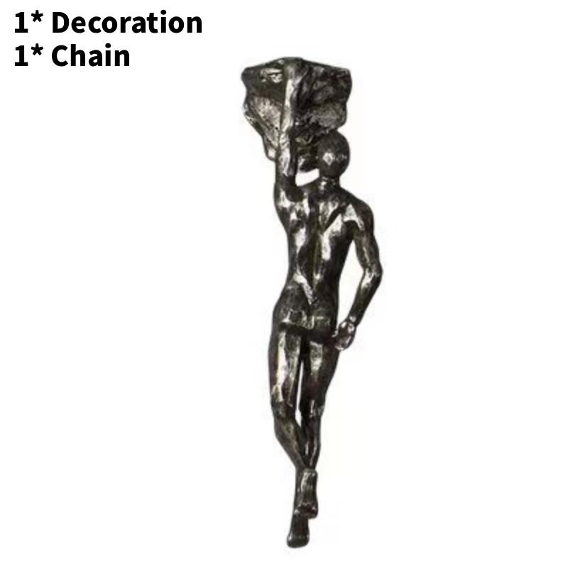 European Vintage Resin Wall Ornament With Climbing Figurines For Lounge And Dining Areas