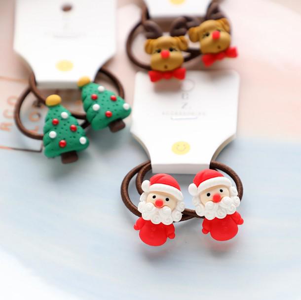 2021 Christmas Santa Claus Hair Ties & Headbands for Kids - Hair-Friendly Accessories