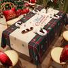 Christmas Tablecloth, Waterproof and Oil Resistant Dining Table Mat, Red Long Strip Party Decoration and Arrangement Tablecloth