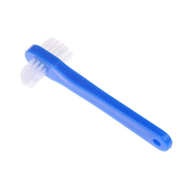 

Double Head Denture Brush Toothbrush Soft Bristles Denture Cleaner For Sensitive Mouths Not Slip For Elderly Users синій