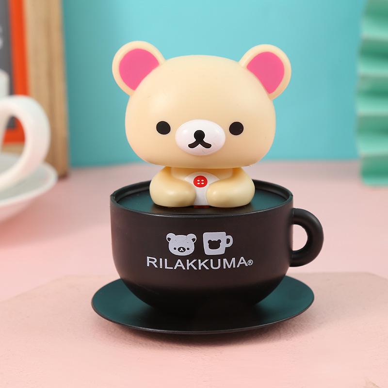 

Rilakkuma Action Figures New Cute Nodding Relax Bear Doll Car Model Solar Energy Ornament Home Decoration Kids Classic Toys Gift