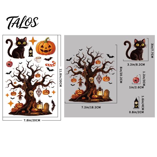 PVC Elektrostatische Stickers Halloween Statische Raamstickers, Glas met Spook Kat Vleermuis Winkel Displays Patronen, Herbruikbare Feeststickers voor Ramen Feest