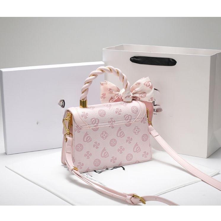 Sac de niche texturé rose pour fille, 100 pièces, connaissement, sac à bandoulière, cadeau de Noël, sac carré