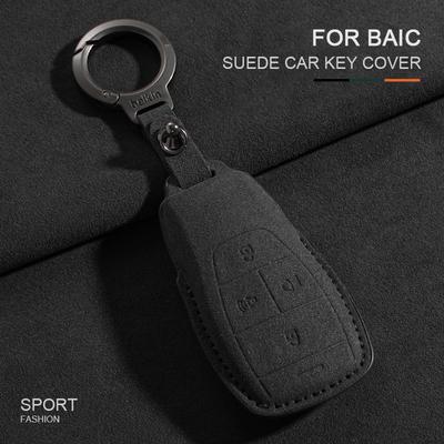 Suede Car Key Case Cover for BAIC Beijing X7 BJ40 BJ60 BJ90 Senova D50 D70 X55 X65 EU5 EU7 Key Protector Keychain Accessories