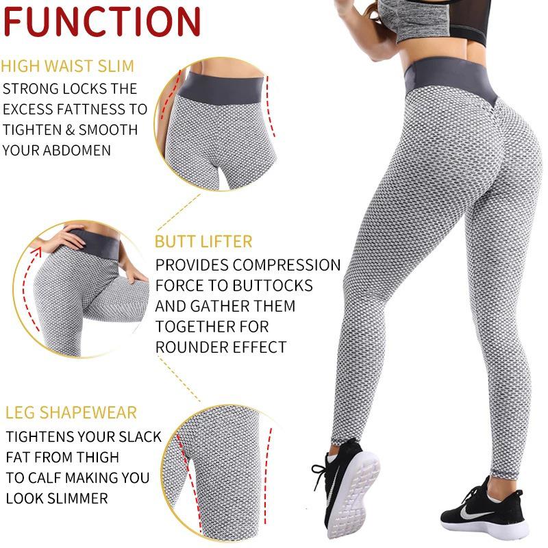 Europäische Waben Jacquard High-Waist Po-Lifting Yoga-Leggings für Damen
