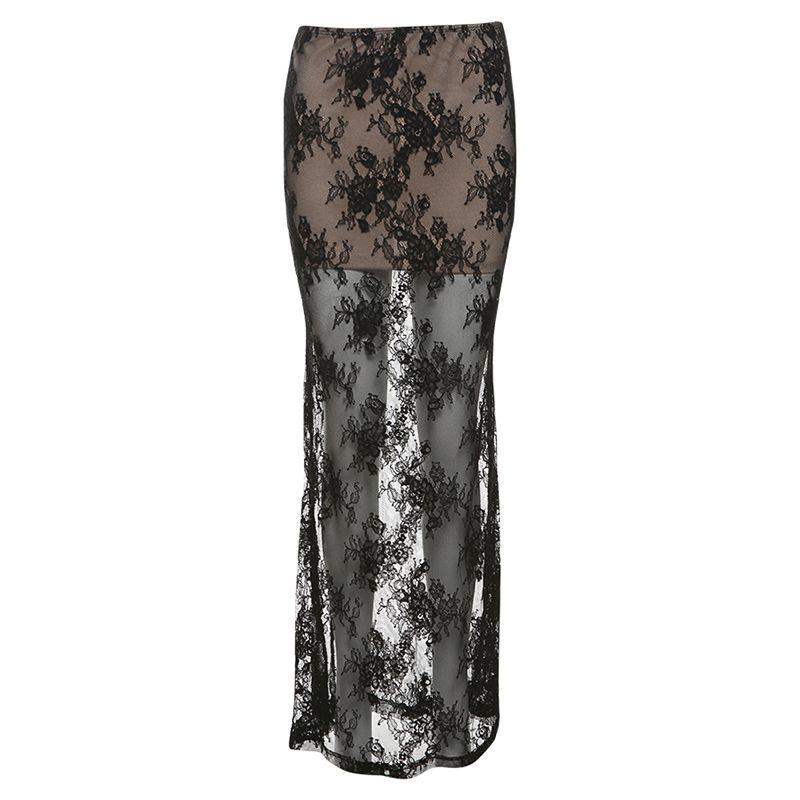 

Странная Киска Сексуальная Светская Львица Сексуальное Кружево Жаккард Шнуровка Топ-труба Юбочный костюм с высокой талией и набедренной сумкой Женский Black color skirts S