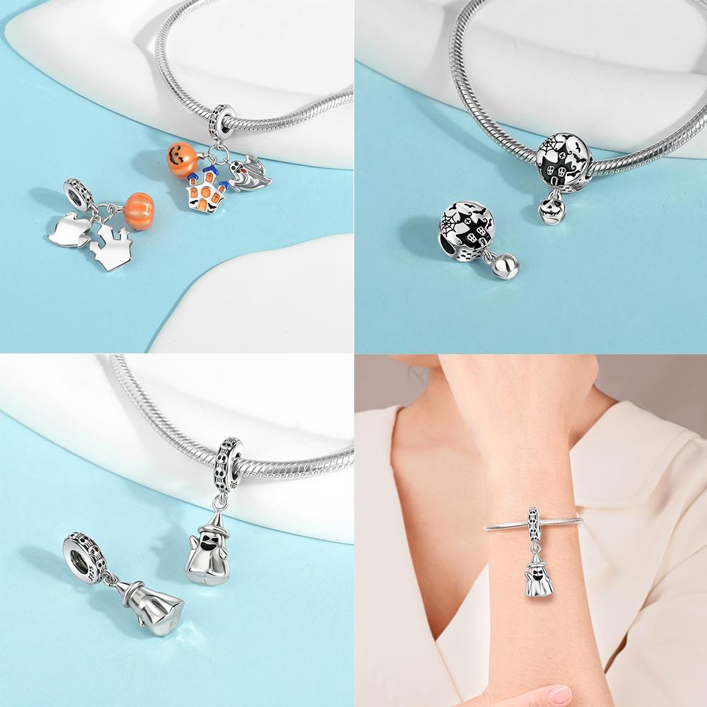 Charms Plataoriginales Luminous Pumpkin Beads For Charms Copper Bracelet Beads Jewellery Making Women'S Gift