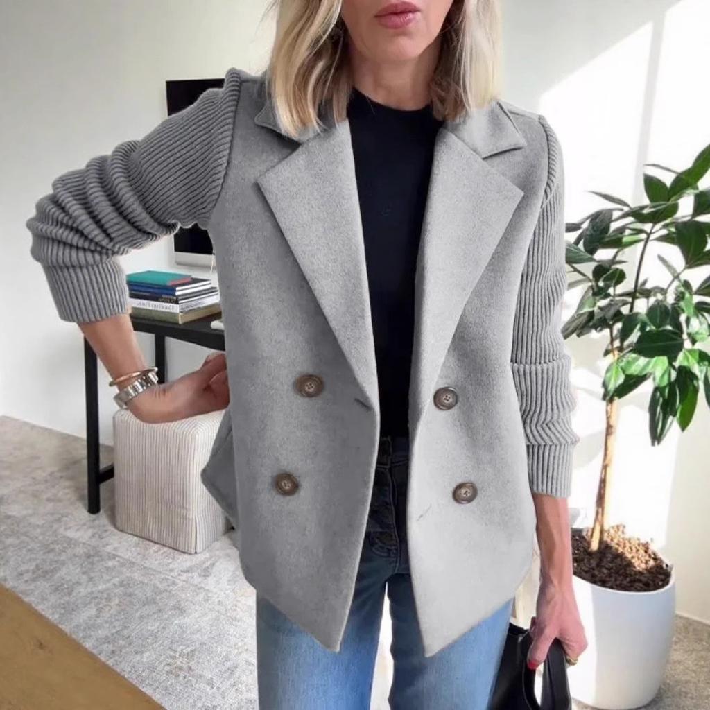 2026 spring new cross-border European and American foreign trade women's clothing fashion temperament woolen splicing jacket