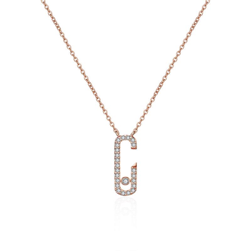 

UILZ Summer Luxury Zircon Clavicle Chain Women s C-Shaped Pendant Necklace