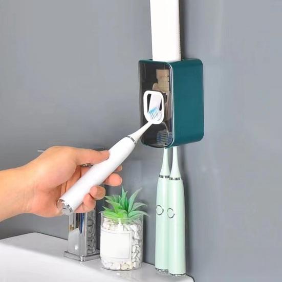 2Pcs Wall-Mounted Toothbrush Holder with Toothpaste Squeezer Strong Load-bearing Universal