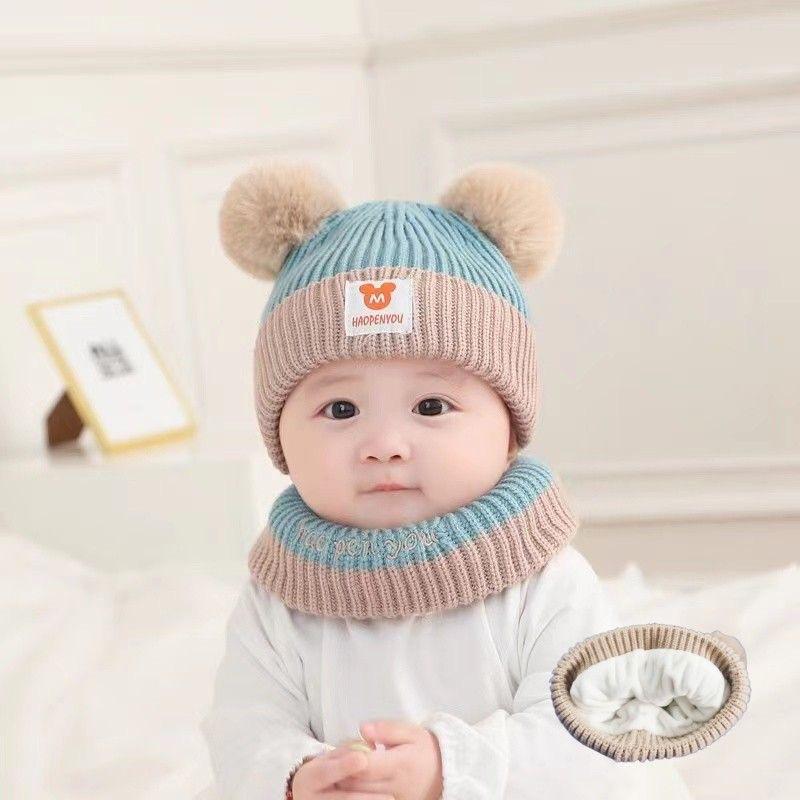 Autumn and winter children's hats, girls' pullovers, knitted hats, colored wool hats, boys' and babies' warm ear hats, tide