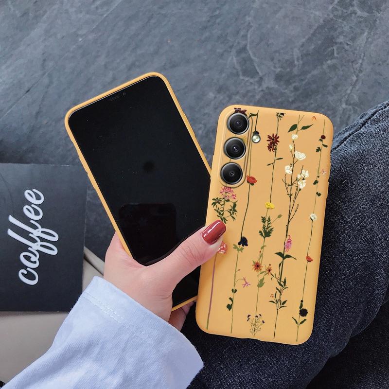 Květinové měkké silikonové pouzdro pro Xiaomi Redmi Note 13 Pro 13C Poco C65 Samsung A35 A55 A34 S24 Huawei Honor 200 Realme Camera Protective Shockproof Cover