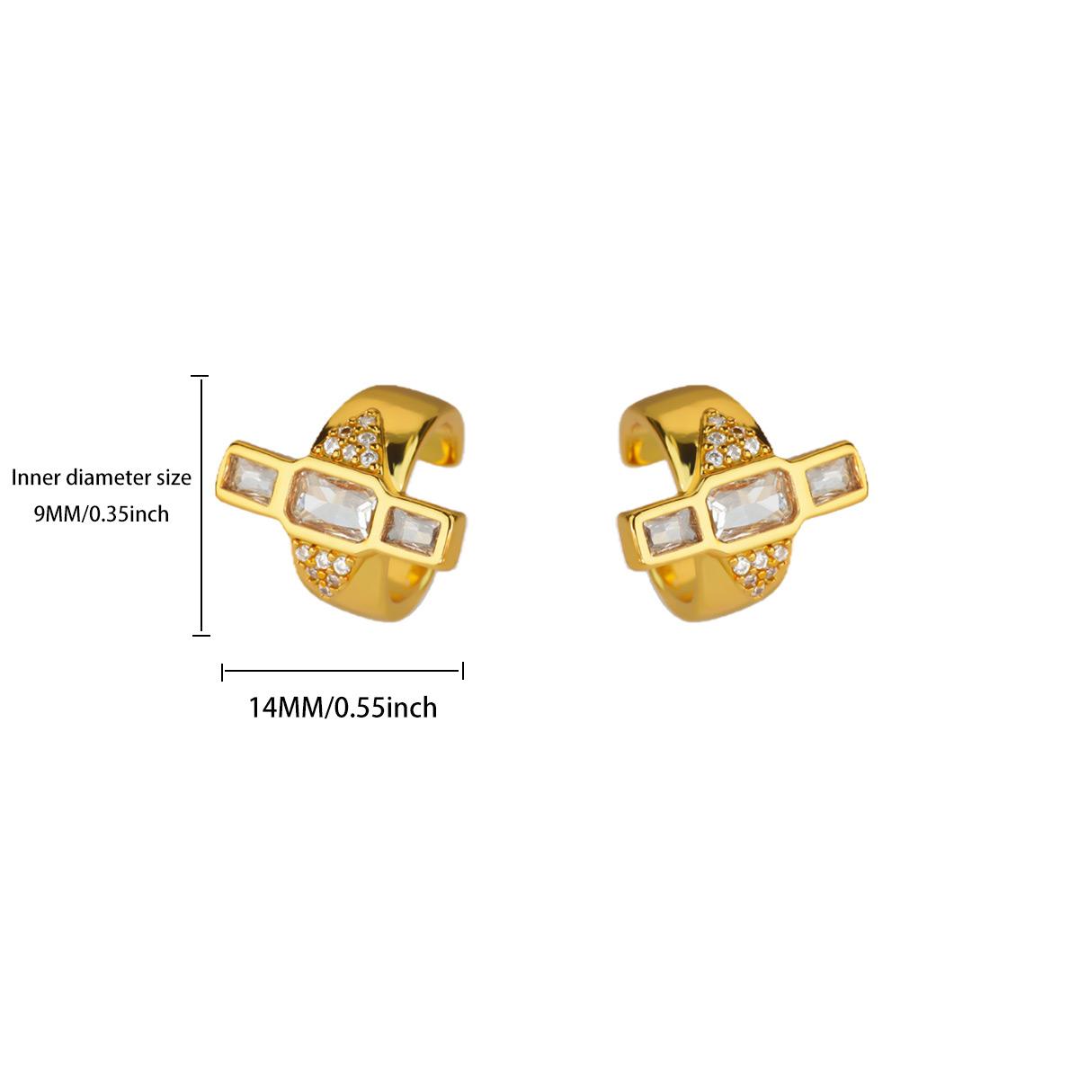 

Vintage Zircon Cross Clip Earrings for Women Copper Gold Color Crystal Luxury Earring 2026 New Fashion Wedding Zircon Gift
