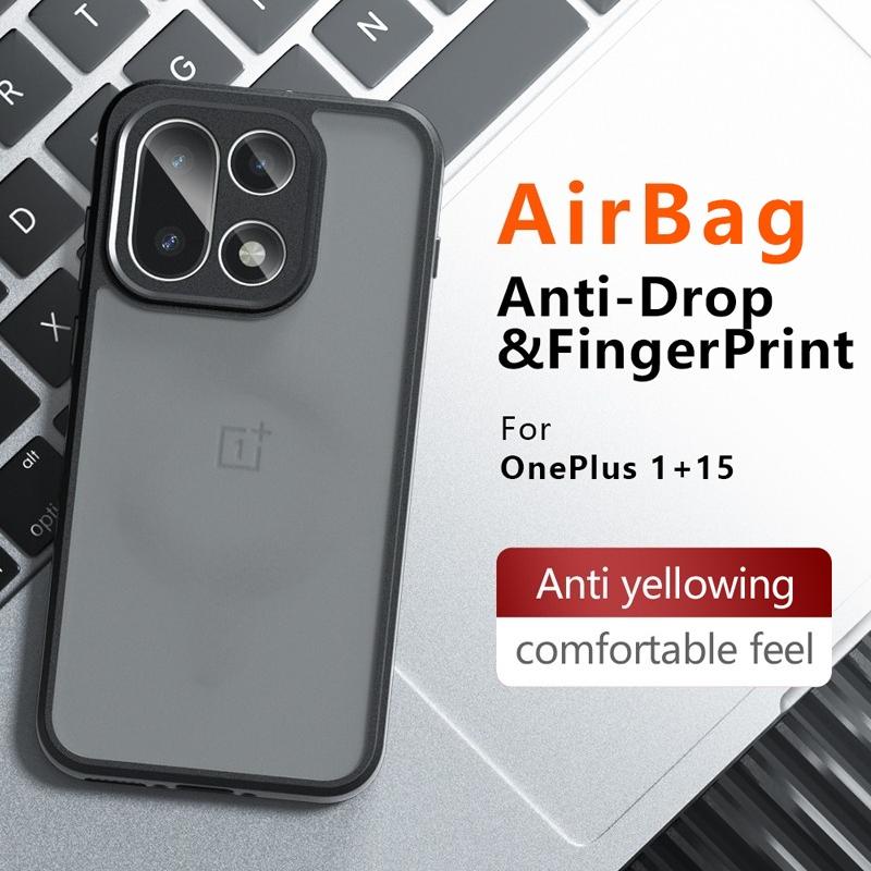 For OnePlus 15 Case Shockproof Frosted Skin Feel Matte PC+TPU Anti-fingerprint Transparent Cover For One Plus 15