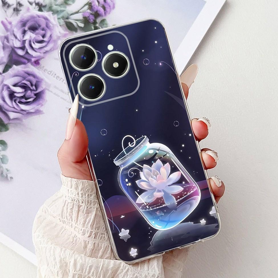 4G Clear For Realme Note 60 Case RMX3933 Luxury Butterfly Love Flowers Cool Lion Painted Phone Case For Realme Note 60X RMX3938
