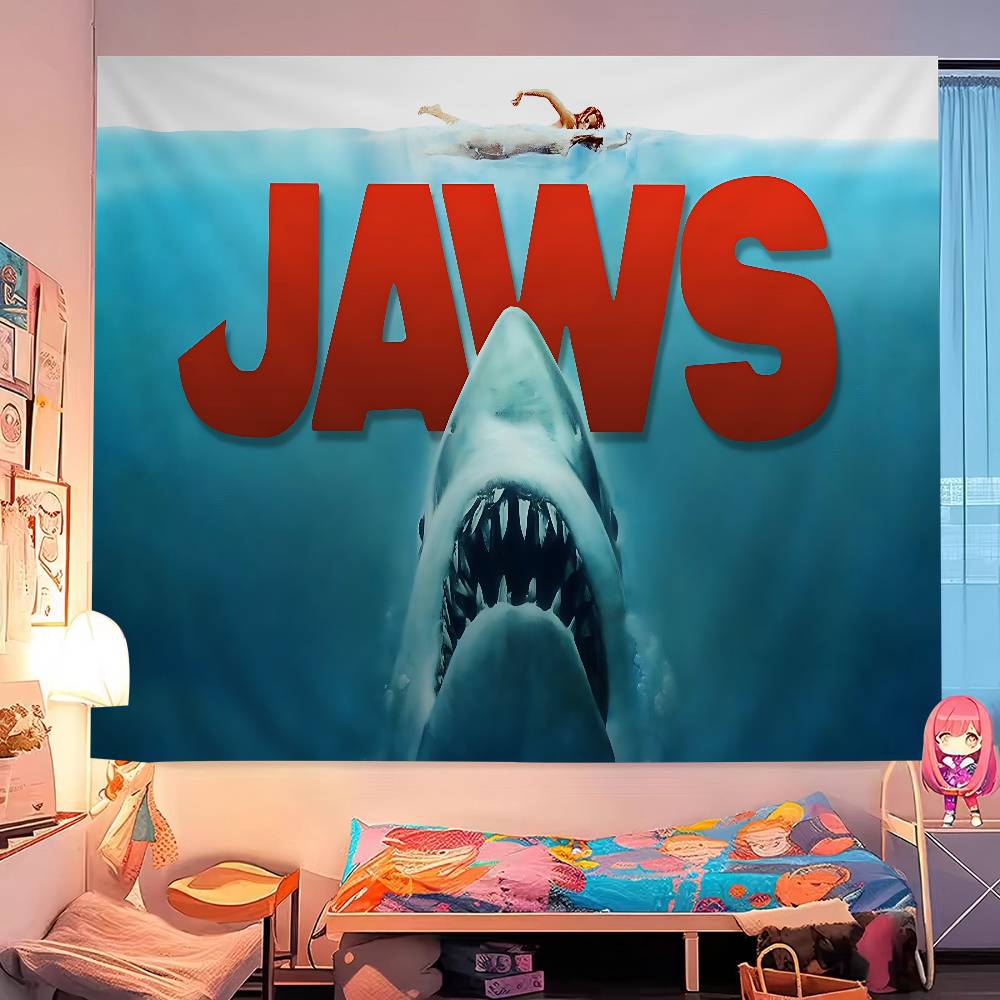 Flim JJaws Adventure Thriller Great Cartoon Tapestry Hippie Flower Wall Carpets Dorm Decor Art Home Decor