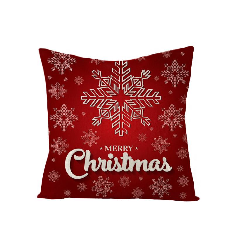 Cartoon Printed Polyester Pillow Cover Christmas Cushion Cushion Cover Red Christmas Home Decoration