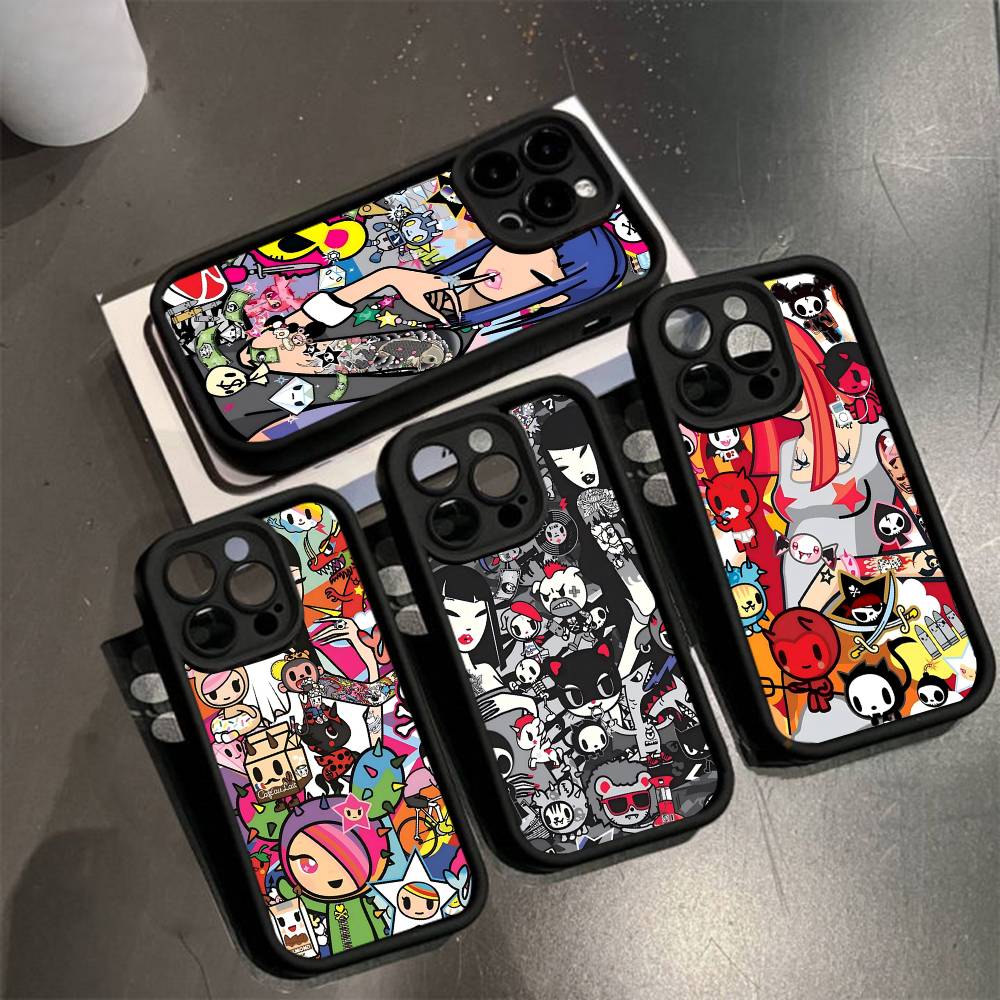 Japan Tokidokis For iPhone 17 16 15 14 13 12 11 Pro Max Plus Black Full Coverage Soft Funda Silicone Cover