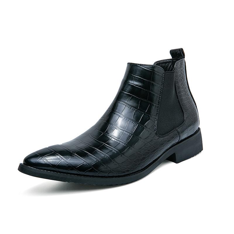 Men's Korean Style Pointed Toe High Top Leather Boots with Zipper - Autumn/Winter Collection