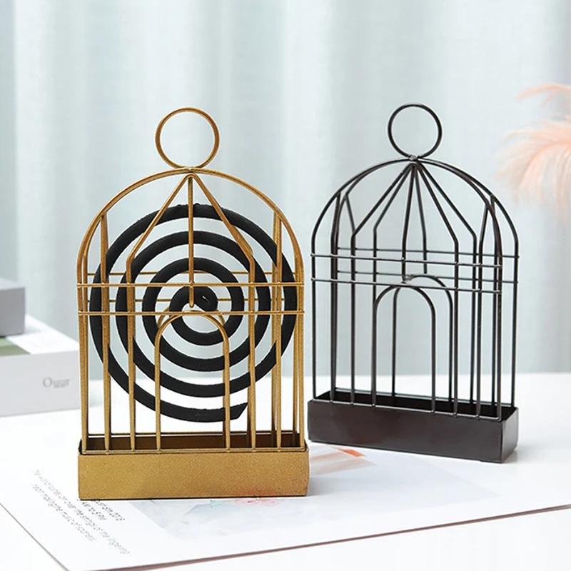 Summer Mosquito Coil Holder Nordic Style Birdcage Shape Summer Day Iron Mosquito Repellent Incenses Rack Plate Home Decoration