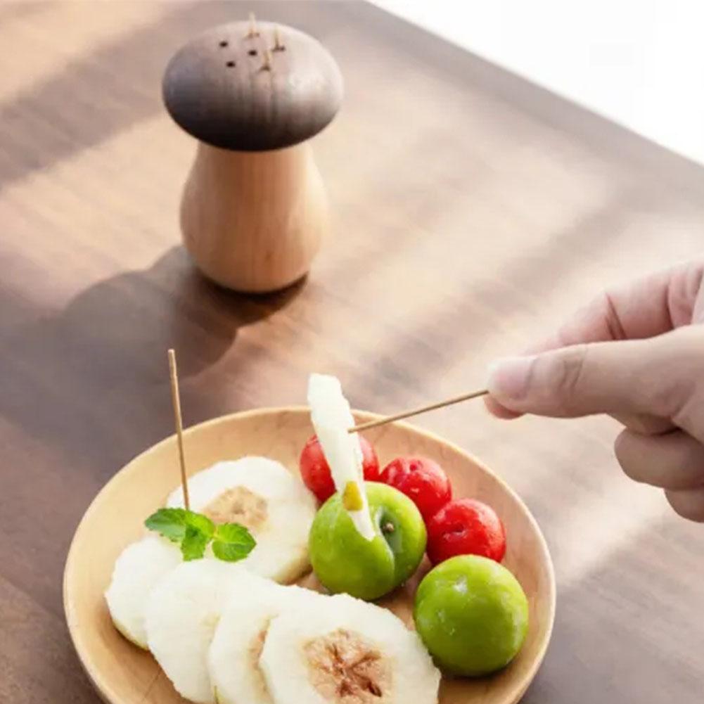 Toothpick Holder Dispenser Creative Walnut Wood Cute Mushroom Head Toothpick Dispenser Holder For Home Kitchen Restaurant