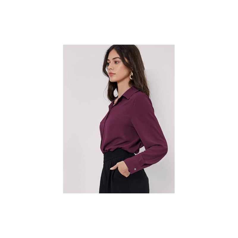 GRECIILOOKS Solid Regular Fit Long Tops Oversized Shirt for Women (GL-W1894_Purple L) XL