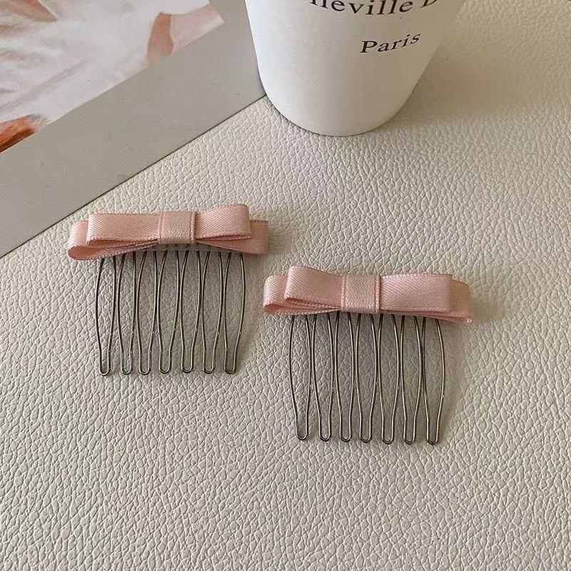 2Pcs Inserted Comb Bow Hair Comb Adornment Hair Clip Versatile Simple Anti-Skid Curl Bangs Side Top Clip Hair Accessories