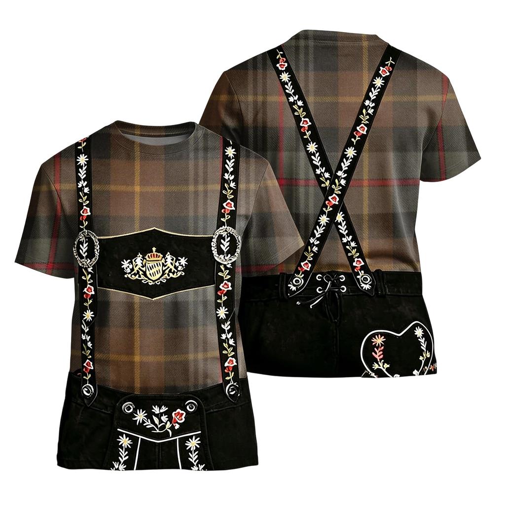 Men’s Oktoberfest Vintage Pattern Short Sleeve T Shirt Loose Fit Casual Summer Daily Top Retro Printed Design