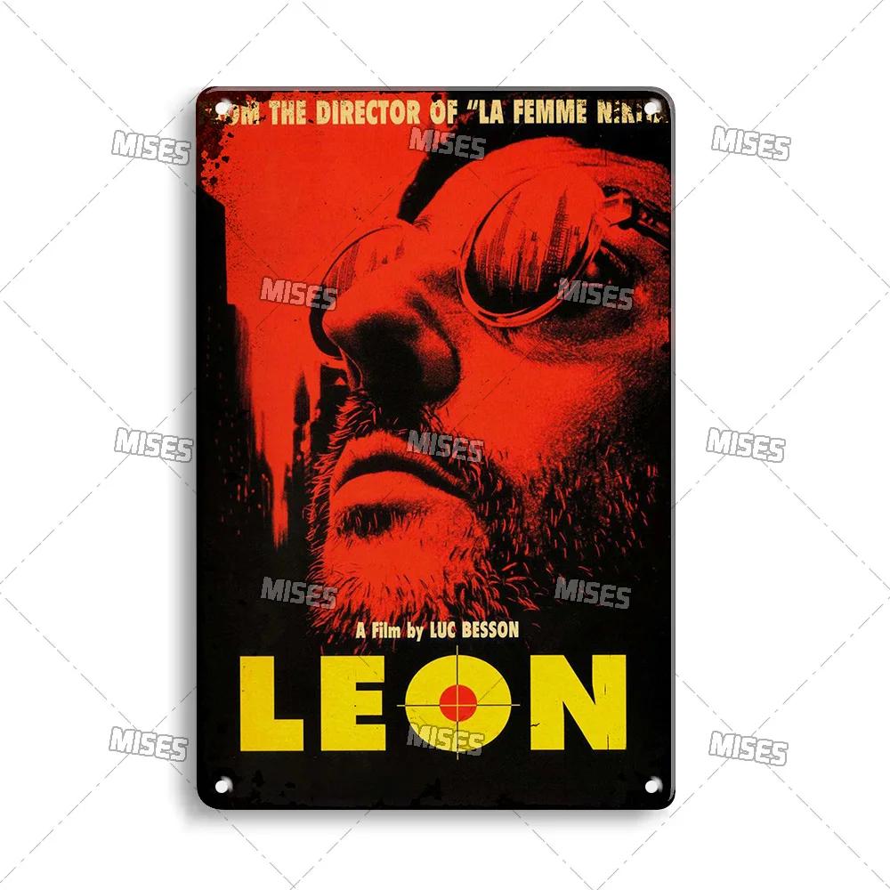 MISES Lon Klassischer Film Metallposter Killer Leon Kneipe Metallblechschild Wandplatte Haus Garten Metallschild Wand Industrielle Dekoration