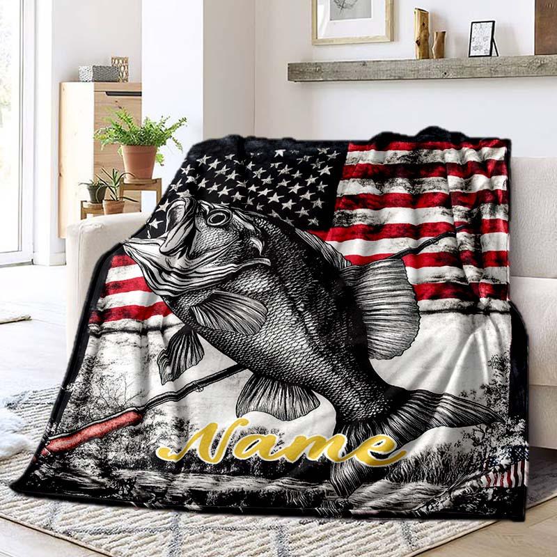 Fishing Customize Your Name Blanket Used For Chair Office Sofa Bed Camping Soft And Warm Giving Friends And Relatives Birthday Graduation Gift