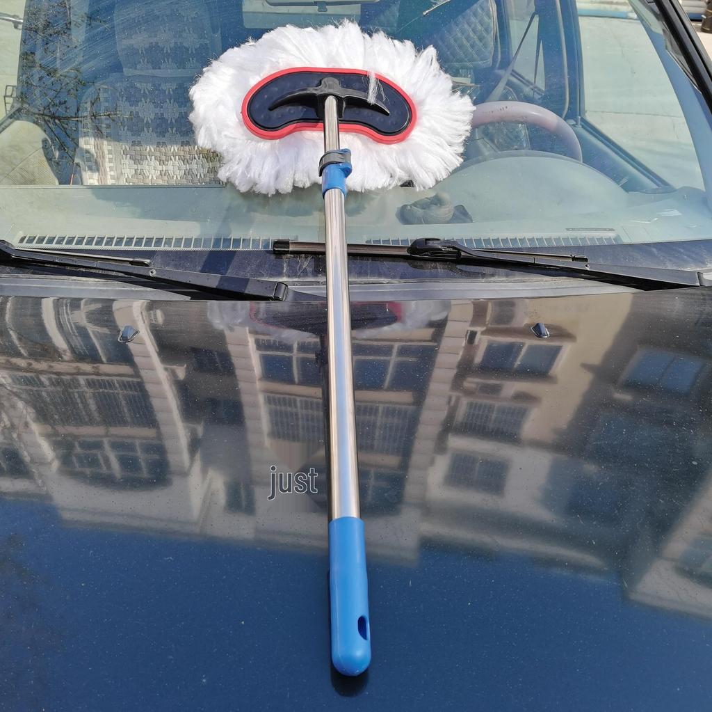 Telescopic Stainless Steel Car Wash Mop & Brush with Long Handle