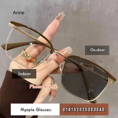 Lunettes de soleil intelligentes à changement de couleur pour myopie unisexes photochromiques pour vision de près Lunettes finies de prescription négative Dioptrie
