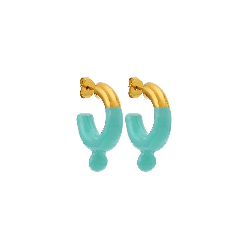 

Трендовые С-образные многоцветные серьги из эпоксидной смолы: Минималистичный европейский и американский стиль светло-синий