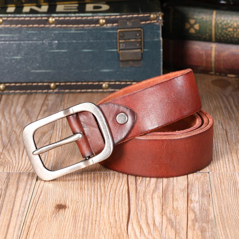 Waistband: Men's belt, top layer cowhide, pin buckle, waistband, casual and versatile jeans