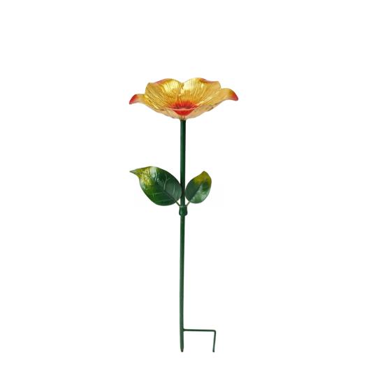 Metal Flower Garden Stake Bird Bath for Outside Freestanding Bath Bowl with Stake Hummingbird Feeder Station for Yard Lawn Garden Decor