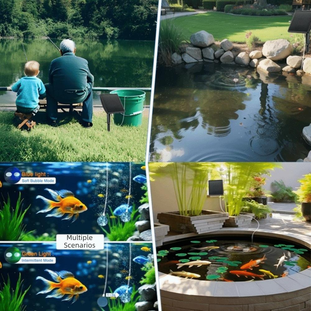 Durable Fish Tank Aerator Low Noise Air Pump Aerator Fishing Aerator Solar Oxygen Pump  Pond
