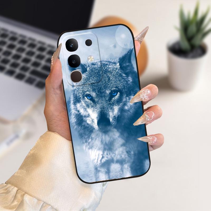 Pro vivo Y29 4G Pouzdra Y 29 Roztomilý Kreslený Potisk Černé Měkké Silikonové TPU Kryt Telefonu Pro Vivo T4x 5G Ochranné Pouzdro Fundas Case Capa