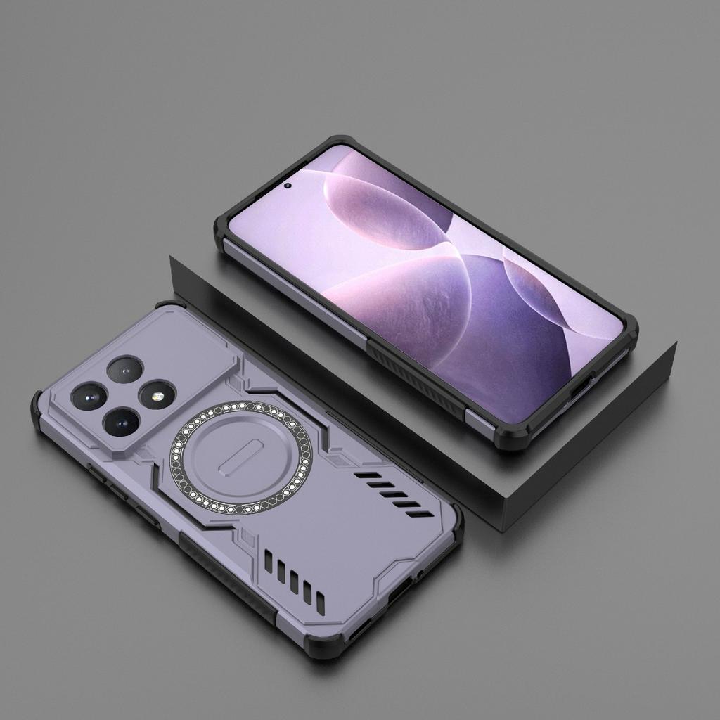 Magnetic Case For Xiaomi Poco F6 Pro 5G/Redmi K70 Pro 5G/K70 5G Butterfly Armor Hollow Heat Dissipation PC + TPU Phone Cover