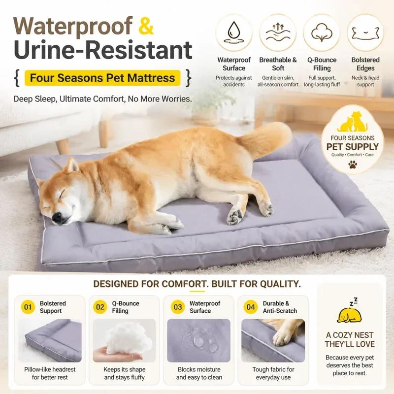 Summer Waterproof Dog Bed All Seasons Oxford Mat Anti-Scratch Thickened Cushion for Small Medium Dogs Cats Mat Pet Supplies