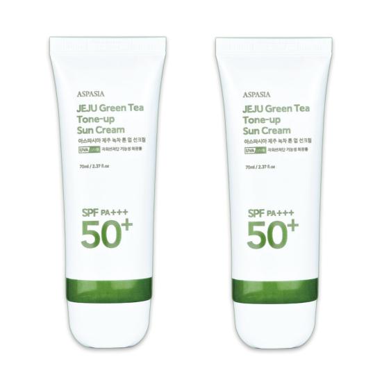 ASPASIA Jeju Green Tea Tone-Up Sun Cream SPF50+ PA+++ 70ml  (3 Options)