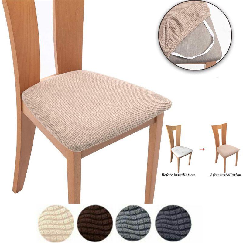 Luxurious Stretch Dining Chair Seat Covers Soft Removable Elastic Slipcovers Protector