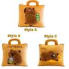 Cute 2 in 1 Capybara Pillow Blanket Plush Soft Nap Cushion Blanket Cartoon Cozy Air Conditioning Blanket Travel