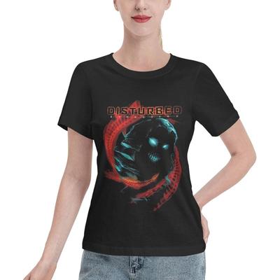 KJDMHMTE Women's t-Shirts Disturbed Band Women's Short Sleeve T-Shirts Casual Crew Neck Cotton Athletic T-Shirts