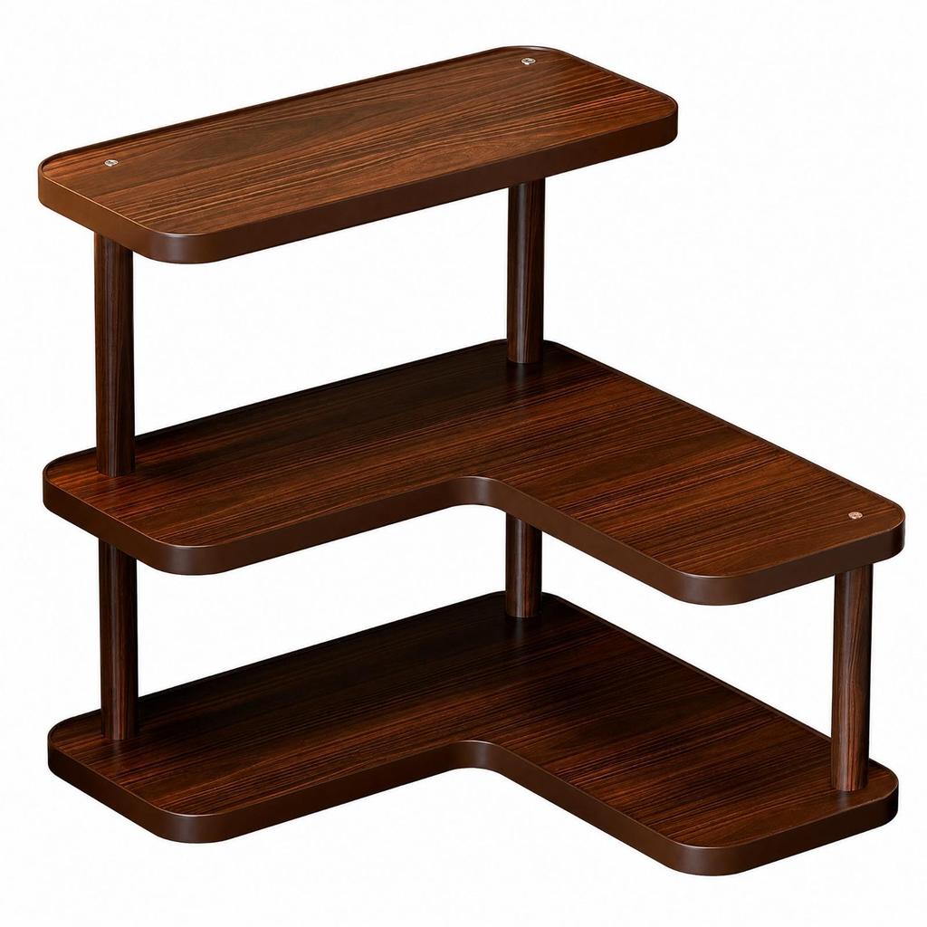 Freestanding 3-Tier Corner Tabletop Rack Tiered L-Shaped Display