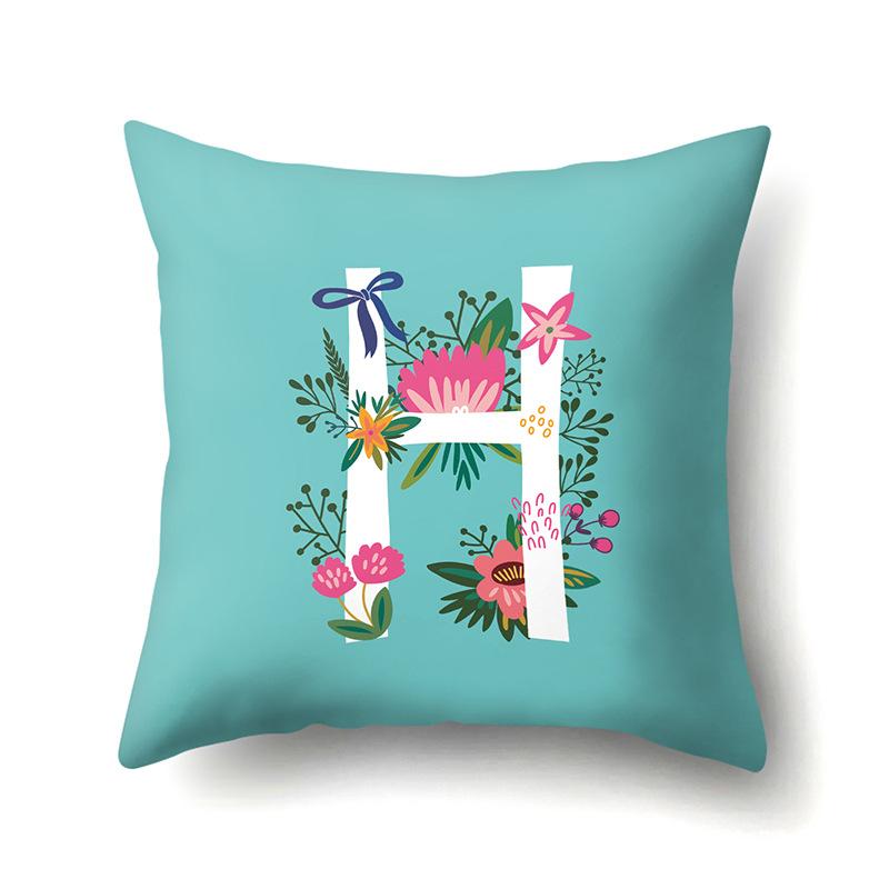Polyester Pillowcase Flowers Fresh Home Decoration Print Pillowcase 26 English Letter Cushion Cover