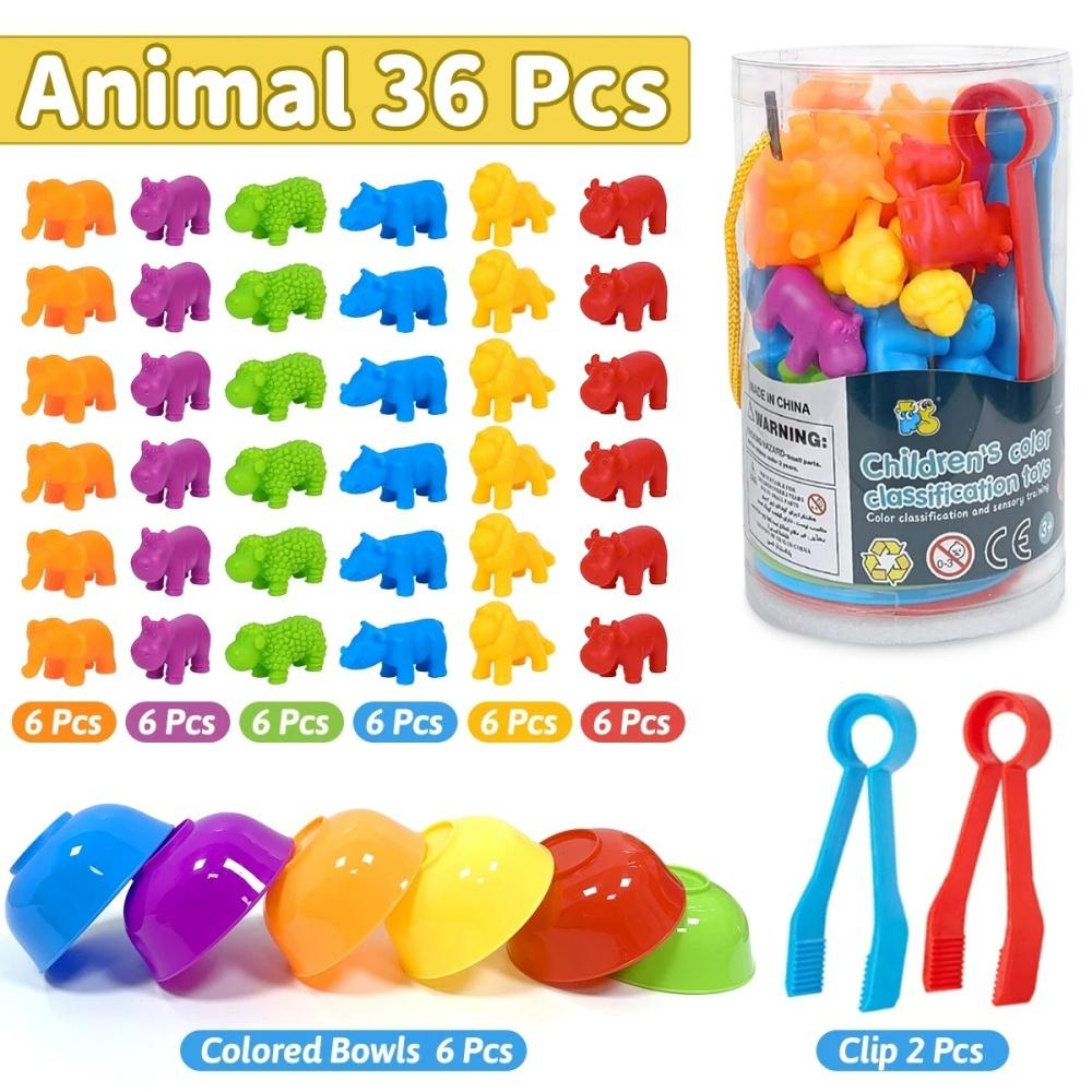 Montessori Rainbow Count Children s Toys Soft Glue Dinosaur Animal Color Classification Pairing Game Children s Sensory Toys