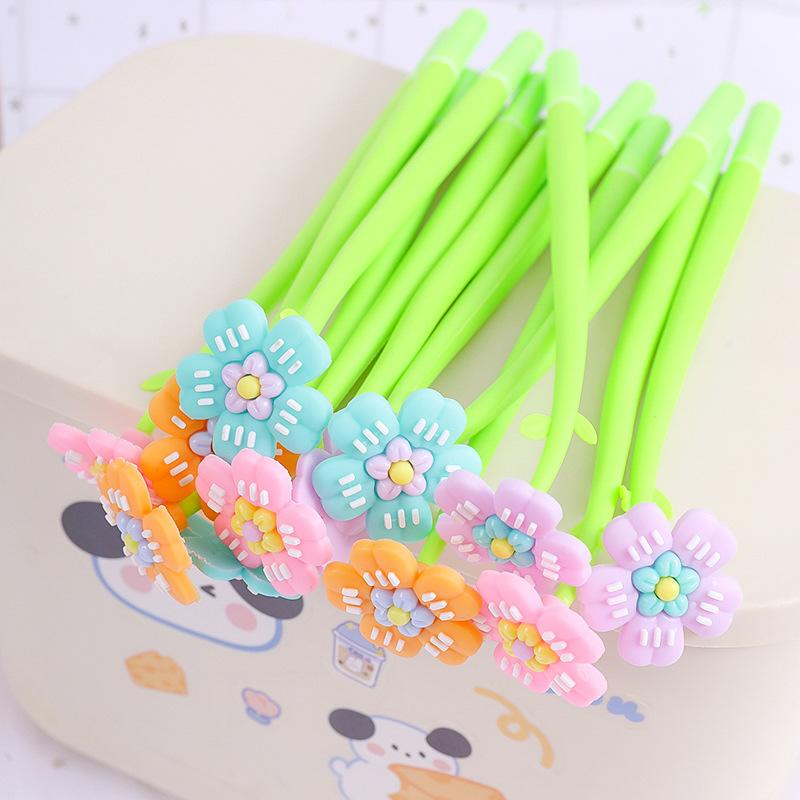 Gift Line Flower Shaker Gel Pen Black Signature Cartoon Creative Student Water Kawai Stationery Wholesale Office School Supplies