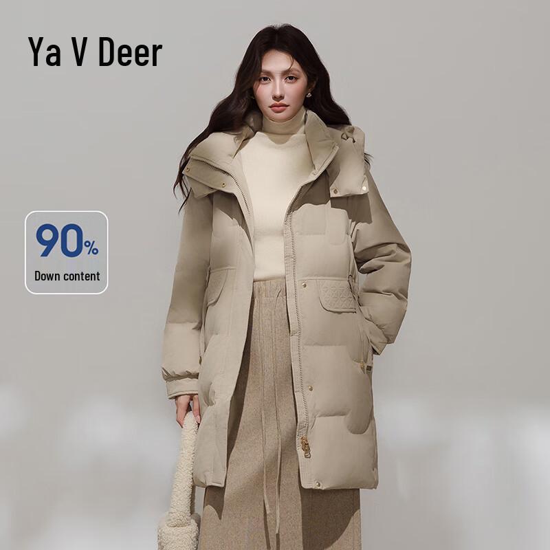 Yalu Women s Long Down Jacket with Detachable Hood L