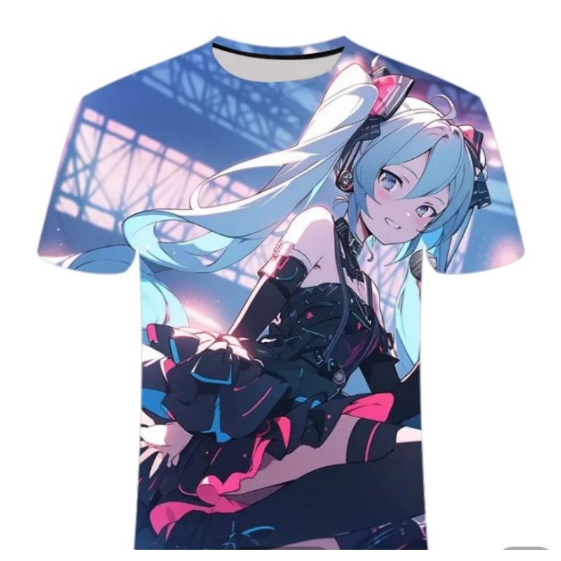 

Серия Hatsune Miku 2026 Hatsune Miku Универсальная Подростковая Унисекс 3D Повседневная С Круглым Вырезом Короткая S